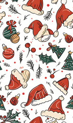 New Year and Christmas 2d cartoon or graphic advertising background, Seamless pattern