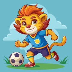 lion sport football soccer vector illustration maskot