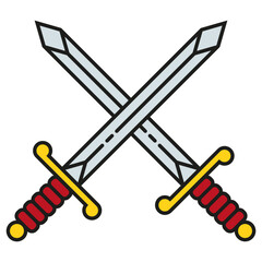 Obraz premium Crossed Sword Icon Symbol - Vector 