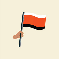 Hand holding flag on protest demostration or picket. Vector illustration of people holding flag. Against violence, discrimination, human rights violation.