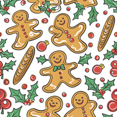 New Year and Christmas 2d cartoon or graphic advertising background, Seamless pattern
