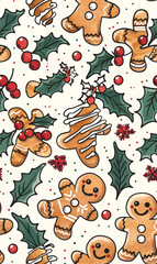 New Year and Christmas 2d cartoon or graphic advertising background, Seamless pattern