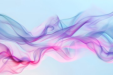 Obraz premium 3D rendering of pink and purple abstract wavy ribbons on a white background. Minimalistic, simple and elegant with light blue and purple colors, soft lighting, beautiful and delicate details, volumetr