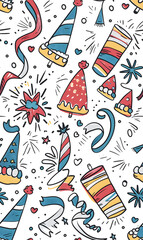 Obraz premium New Year and Christmas 2d cartoon or graphic advertising background, Seamless pattern