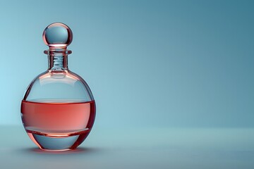 Elegant Red Liquid in Glass Decanter on Blue Background - Modern Design for Print, Card, Poster