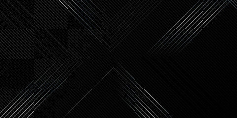 Naklejka premium Abstract grey lines on black background with luxury shapes square background. Modern pattern elegant gray line template background. Vector black abstract background lines striped metallic concept.