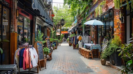 Charming Alleyway with Shops and Cafes