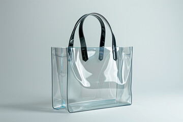 Minimalist clear tote bag mockup with transparent handle