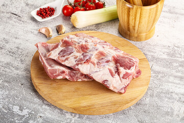 Raw pork ribs for barbecue