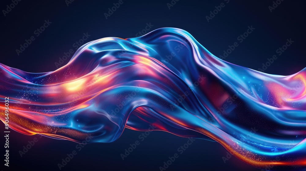 Sticker Iridescent flowing waves with dynamic movement