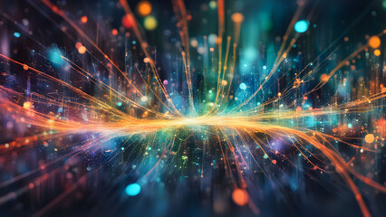 Obraz premium A mesmerizing blend of blue and orange swirling colors, creating an ethereal and vibrant abstract composition filled with energy.