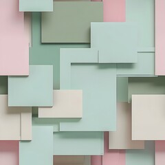Minimalist Fabric Design Harmonious Geometric Pattern in Mint Sage and Rose
