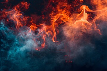 Fototapeta premium Dynamic Swirls of Fire and Smoke in Vibrant Colors