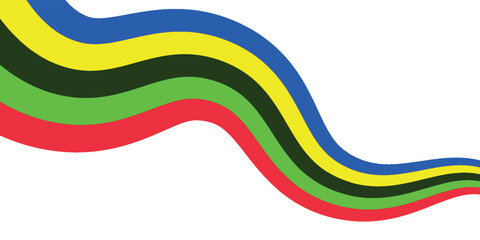 Abstract wavy stripes of Olympic games colors isolated on transparent background. Vector illustration eps10