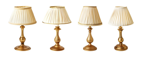 Set of elegant table lamps isolated on transparent or white background