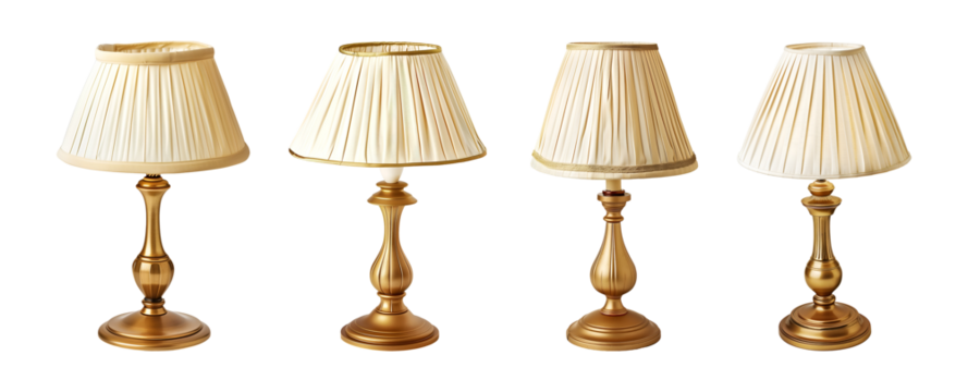 Set of elegant table lamps isolated on transparent or white background