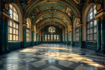 Obraz premium Majestic Interior of an Ornate Hall with Stunning Architectural Details