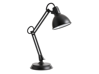Black desk lamp isolated on transparent or white background
