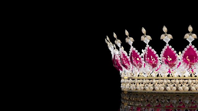 Elegant  crown adorned with pink gemstones and diamonds 