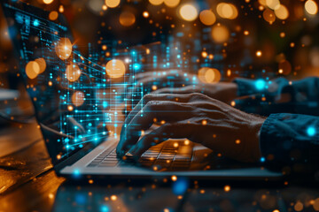 Fototapeta premium Cybersecurity and data protection with virtual network connections.