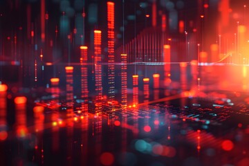 Obraz premium Abstract Digital Data Visualization with Red and Blue Elements