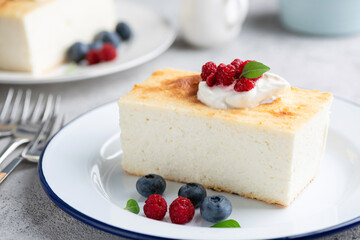 Cheesecake, baked cottage cheese casserole, zapekanka