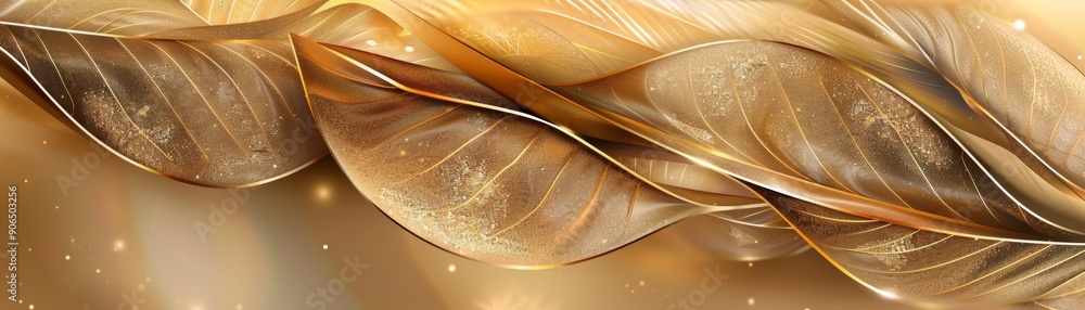 Poster Abstract golden texture with flowing lines and soft light.