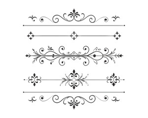 Set of Fancy Decorative Ornamental Lines vector. ai generated