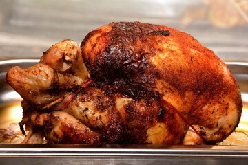 Catering in France.
Illustration of meats and desserts.