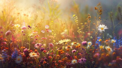 Wildflowers delightful essence with a warm delicate beauty and joy captured in a focused composition