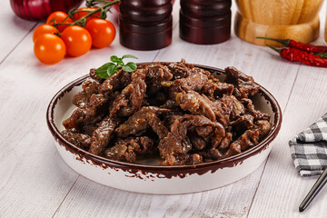 Stew beef slices with gravy