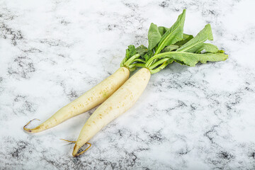 Raw ripe organic Daikon root