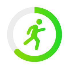 Activity ring. Mobility, person, fitness, active lifestyle, sport, number of steps, burn calories, workout, run, jogging, movement, count, green, physical, training, gym, sports ground. Vector