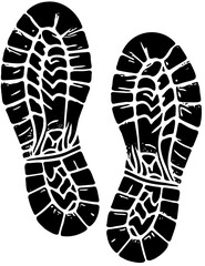 a pair of shoe sole prints with distinct tread patterns, which are black on a white background.