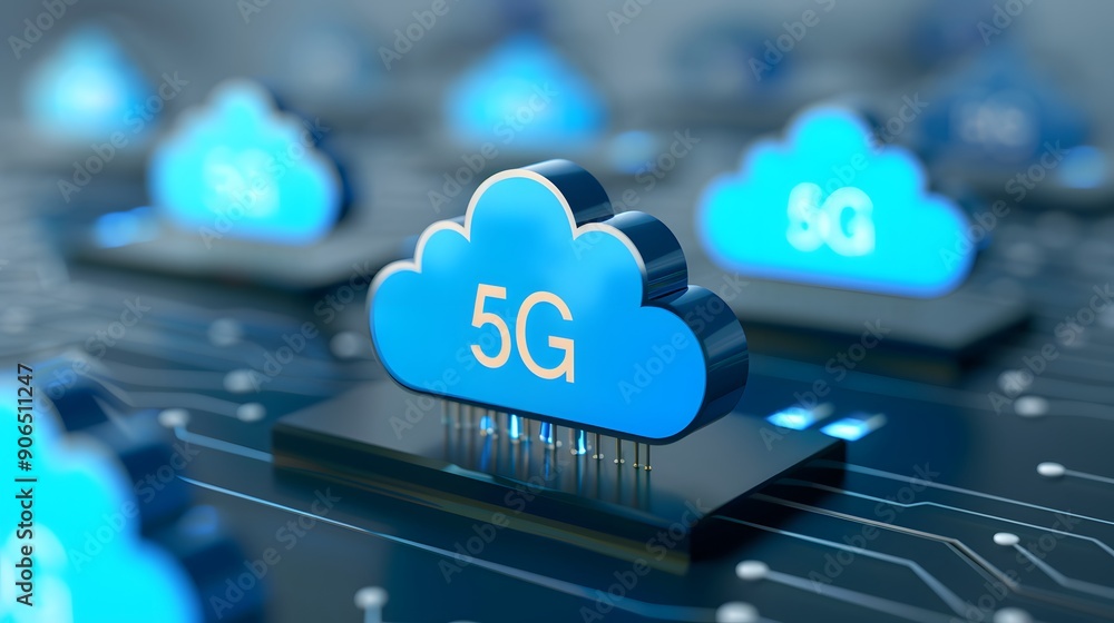 Poster 5g cloud computing concept, showcasing high-speed connectivity and advanced network technology for s