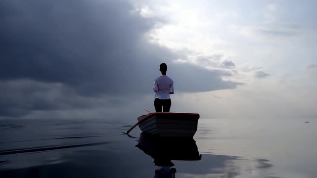 wpman in a boat on a sea