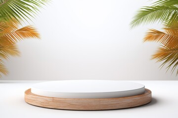 Obraz premium Podium with tropical palm trees.