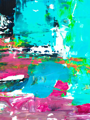 Abstract blue and pink painting, art creative hand painted background, brush texture, abstract ocean, acrylic.