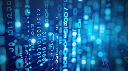 Abstract Blue Digital Background with Binary Code