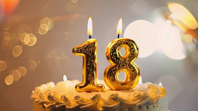 A cake with candles on it that say 18.