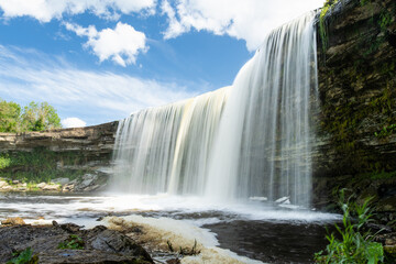 Fototapeta premium Jagala Waterfall or Jagala juga, the widest and most powerful natural waterfall in Estonia, located on the Jagala River near the Gulf of Finland. Koogi, Harju County.