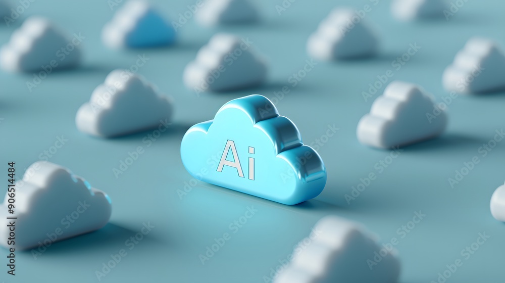 Aufkleber blue cloud-shaped icons with 'ai' text, representing artificial intelligence and cloud computing on 