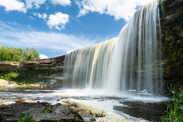 Fototapeta premium Jagala Waterfall or Jagala juga, the widest and most powerful natural waterfall in Estonia, located on the Jagala River near the Gulf of Finland. Koogi, Harju County.