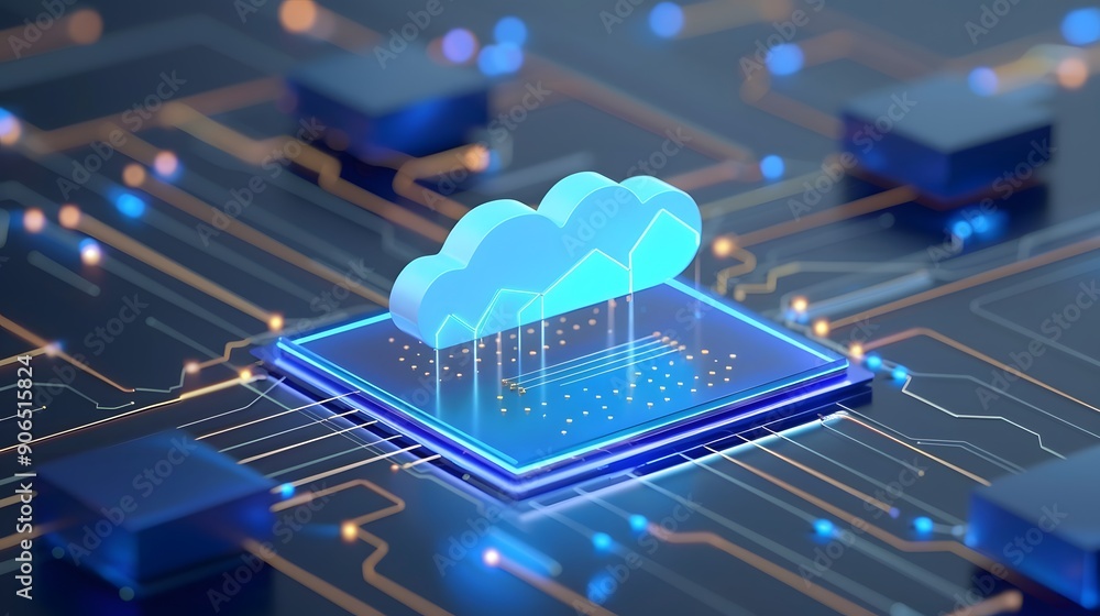 Poster cloud computing concept showcasing digital connectivity, data storage, and technology innovation rep