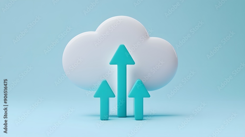 Aufkleber cloud computing concept with cloud icon and upward arrows symbolizing data storage, transfer, and gr