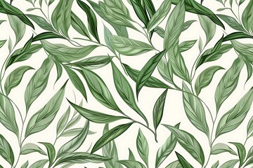 Natural Willow Leaf Pattern: Classic Wallpaper Design