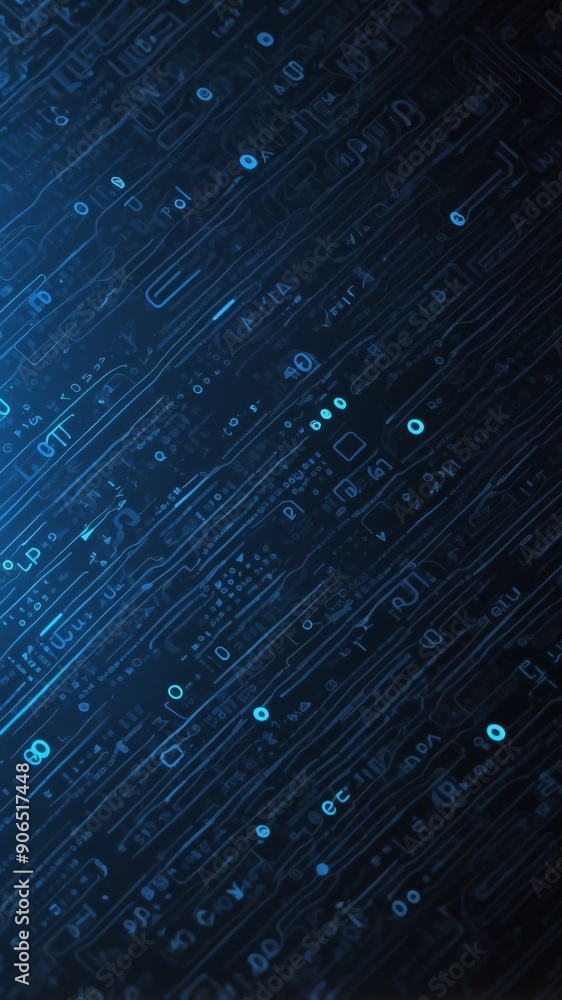 Poster blue binary code pattern technology abstract background with copy space