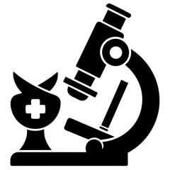 Health and Medical Concept Microscope vector silhouette	