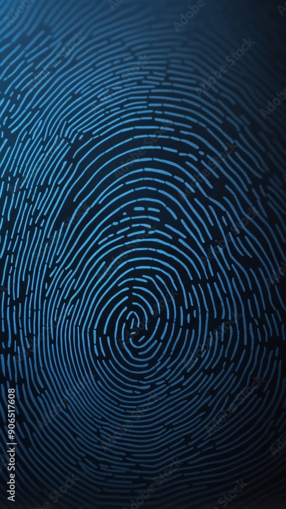 Aufkleber blue digital fingerprint scan pattern technology abstract background with copy space