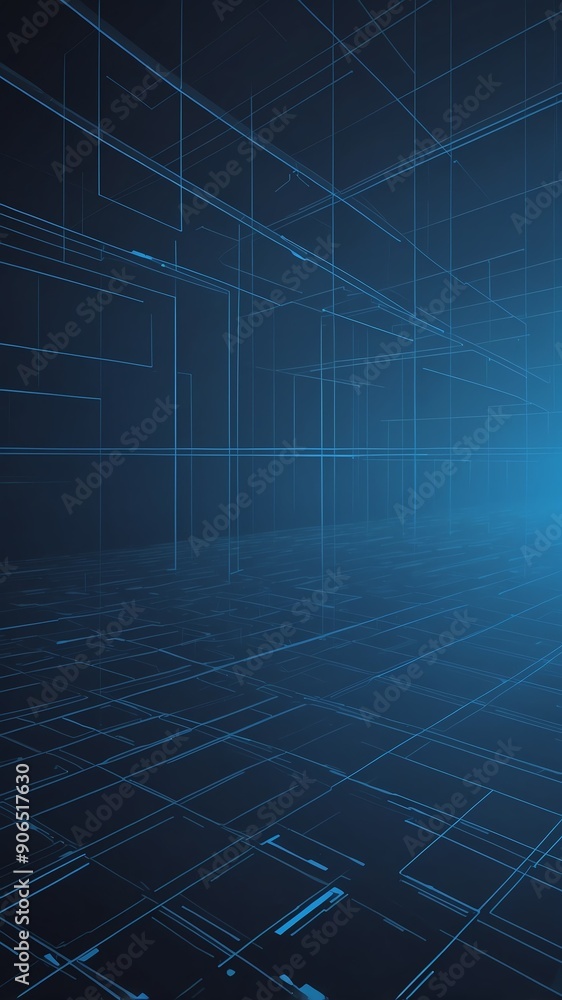 Poster blue futuristic grid lines pattern technology abstract background with copy space